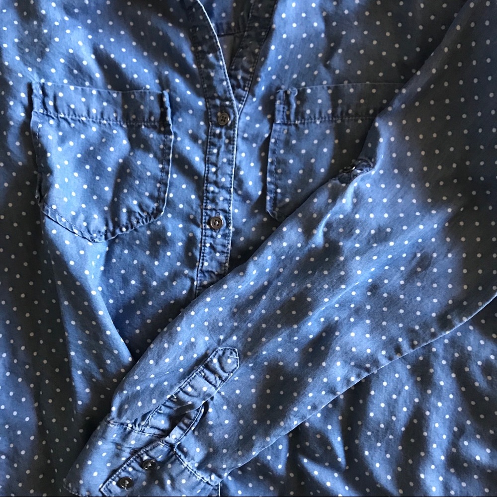 Blue & White Polkadot Button-up Shirt